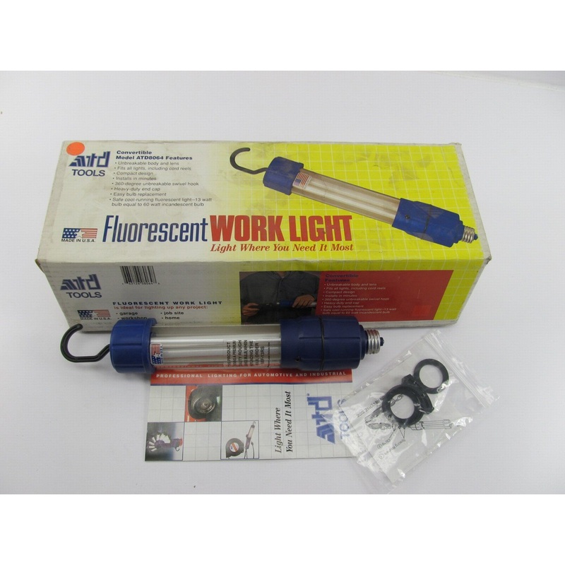 ATD 8064 Compact 6'' Fluorescent Work Light Lamp, 13 Watts, Screws In Any Socket