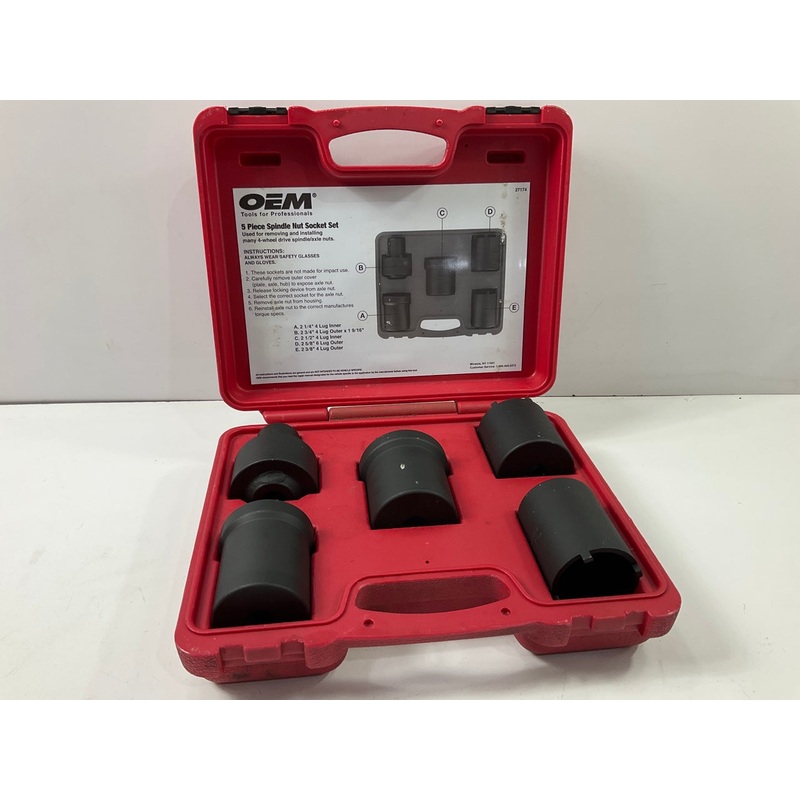 USED #24 OEM Tools 27174 1/2'' Drive 5-Piece Spindle Nut Locknut Axle Socket Set
