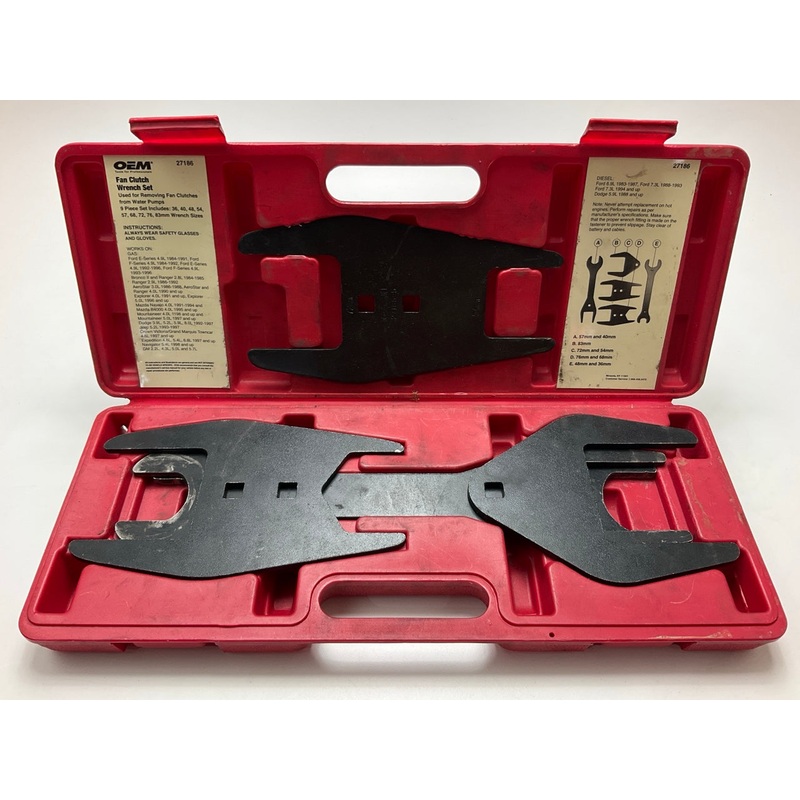 USED #25 OEM Tools 27186 9 Size Fan Clutch Wrench Set Remove From Water Pump