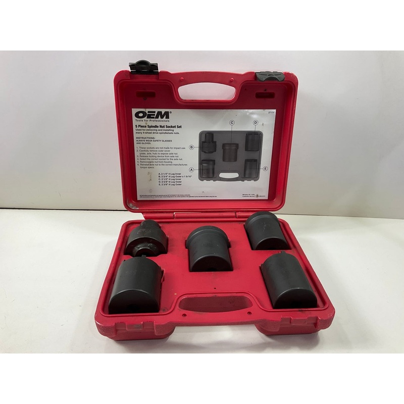 USED #26 OEM Tools 27174 1/2'' Drive 5-Piece Spindle Nut Locknut Axle Socket Set