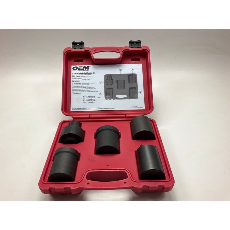 USED #27 OEM Tools 27174 1/2'' Drive 5-Piece Spindle Nut Locknut Axle Socket Set