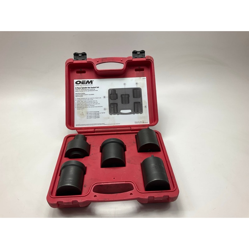 USED #28 OEM Tools 27174 1/2'' Drive 5-Piece Spindle Nut Locknut Axle Socket Set