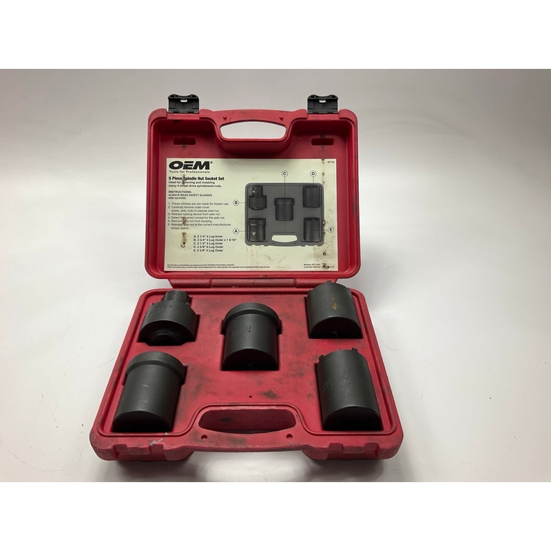 USED #29 OEM Tools 27174 1/2'' Drive 5-Piece Spindle Nut Locknut Axle Socket Set
