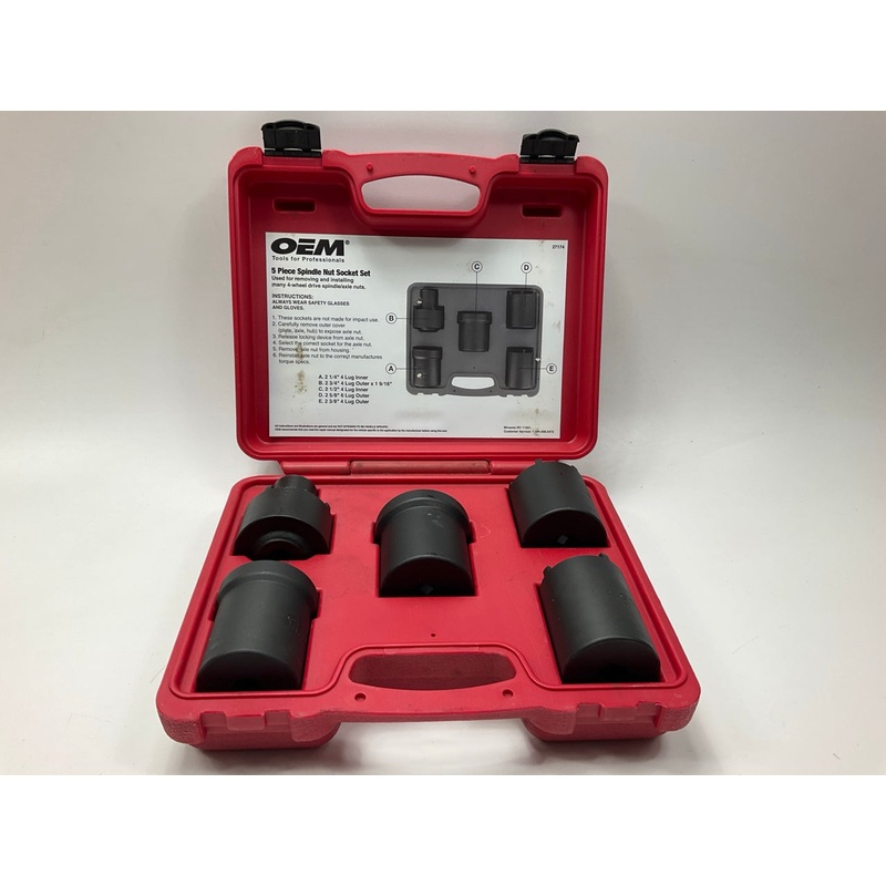 USED #31 OEM Tools 27174 1/2'' Drive 5-Piece Spindle Nut Locknut Axle Socket Set