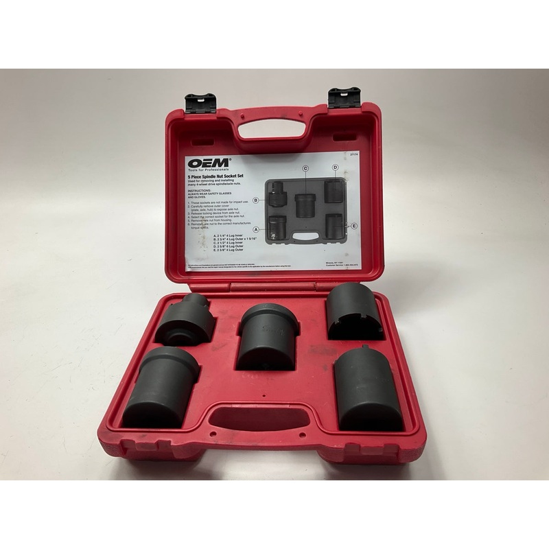 USED #33 OEM Tools 27174 1/2'' Drive 5-Piece Spindle Nut Locknut Axle Socket Set