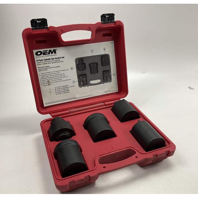 USED #34 OEM Tools 27174 1/2'' Drive 5-Piece Spindle Nut Locknut Axle Socket Set
