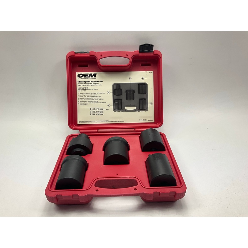 USED #37 OEM Tools 27174 1/2'' Drive 5-Piece Spindle Nut Locknut Axle Socket Set
