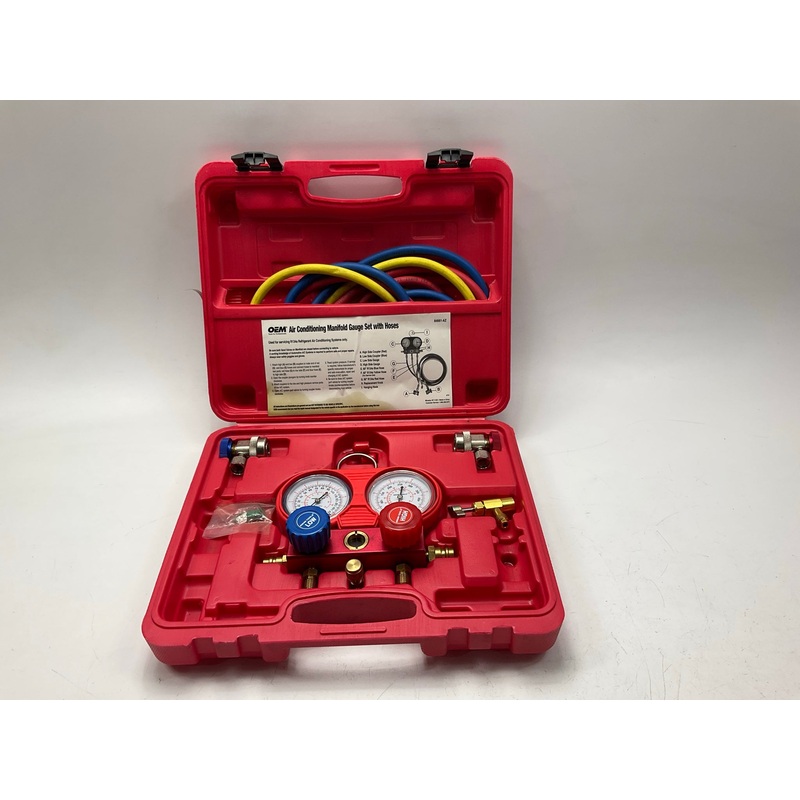 USED #4 OEM TOOLS 134 A/C Manifold Gauge Set With Hoses (Heavy Duty Brass Body)