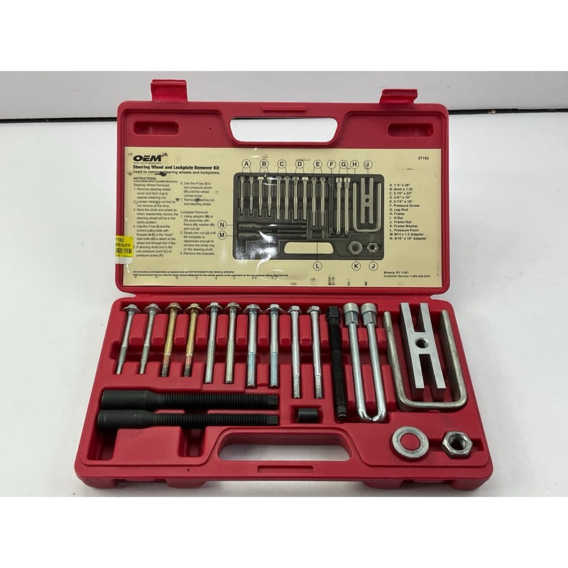 USED #7 - OEM TOOLS 27182 Steering Wheel Puller Set Removal Kit Lock Plate Tool