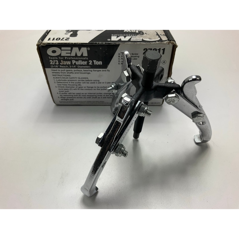 USED #14 - OEM Tools 27011 2-Ton Gear Pulley Puller, 2/3 Jaw, 3-1/4'' Spread