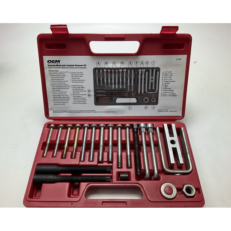 USED #15 - OEM TOOLS 27182 Steering Wheel Puller Set Removal Kit Lock Plate Tool