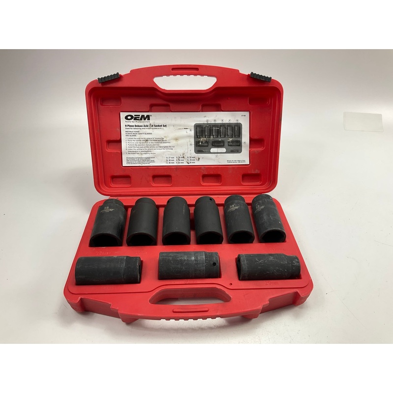 USED #16 OEM Tools 27188 Axle Nut Socket Set - 9 Piece 6 Pt 1/2 Drive Impact