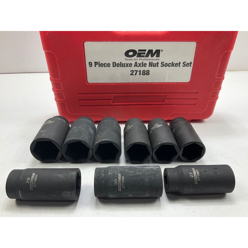 USED #17 OEM Tools 27188 Axle Nut Socket Set - 9 Piece 6 Pt 1/2 Drive Impact