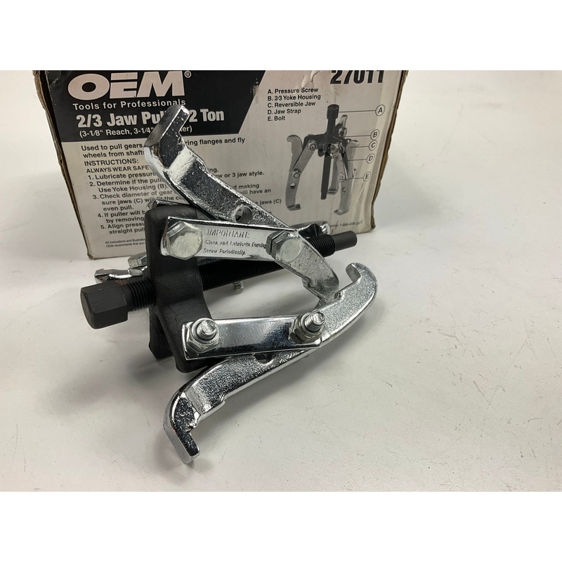 USED #20 - OEM Tools 27011 2-Ton Gear Pulley Puller, 2/3 Jaw, 3-1/4'' Spread