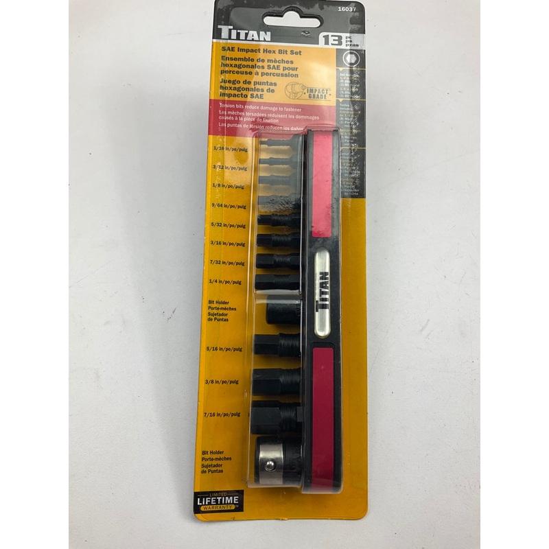 Titan 16037 3-Piece SAE Impact Grade Hex Bit Set