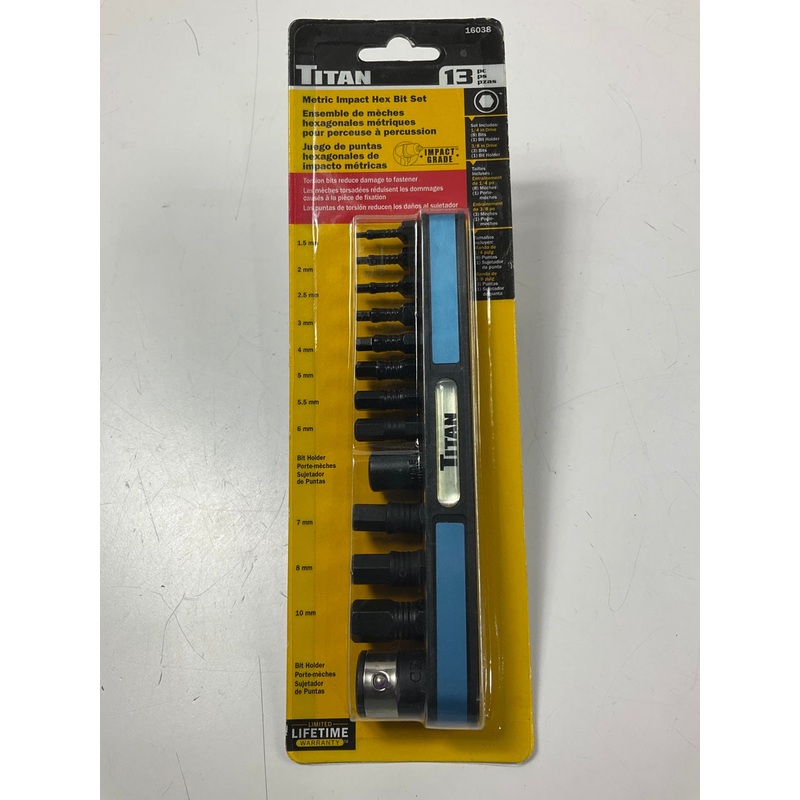 Titan 16038 Metric Hex Impact Bit Set With Bit Holder (13 Pieces)