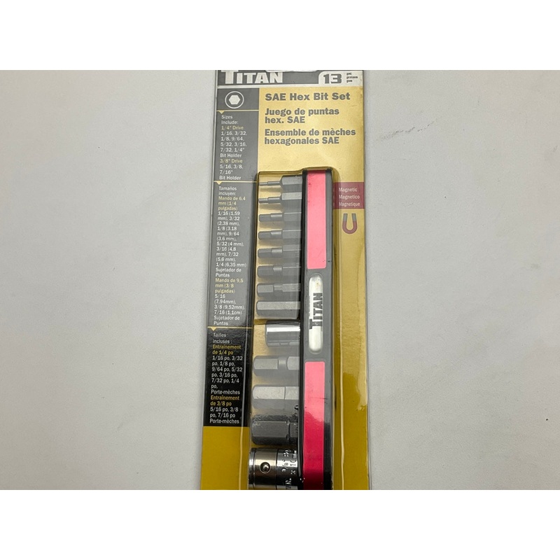 Titan 16111 SAE Hex Bit Set With Bit Holder (13 Pieces)