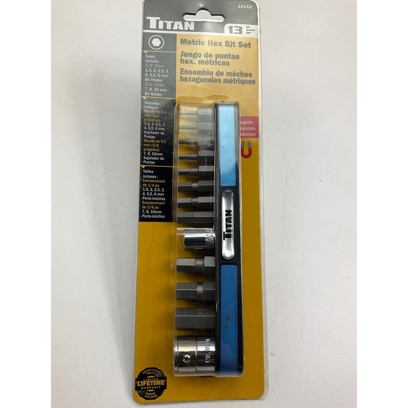 Titan 16112 Metric Hex Bit Set With Bit Holder (13 Pieces)
