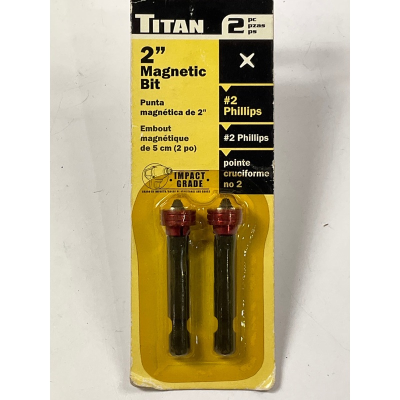 Titan 16234 #2 SAE Phillips Impact Depth Limiting Magnetic Power Bits, 2 Pieces