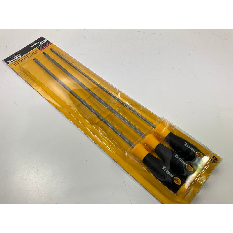Titan 17212 3-Piece Long Handle Phillips Slotted Mixed Screwdrivers - 3 PIECES