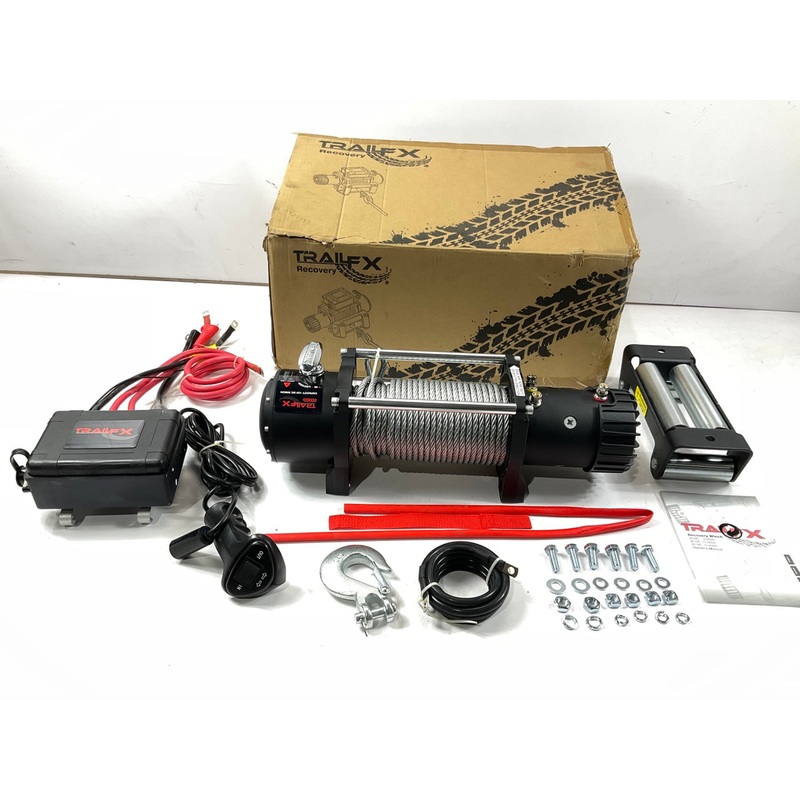 Trail FX W08B Vehicle Recovery Winch Kit, 12 Volt, 8,000 Lbs W/ Remote Control