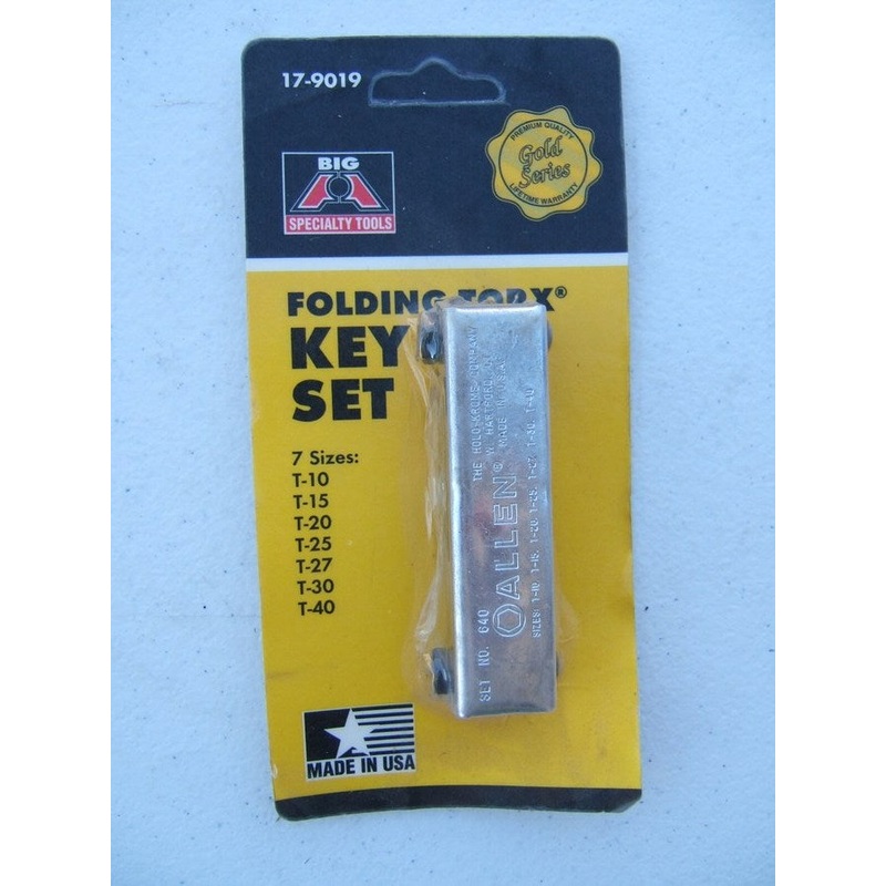 USA Made Big A 17-9019 Foldable Torx Key Set, 7-PCs T10 T15 T20 T25 T27 T30 T40