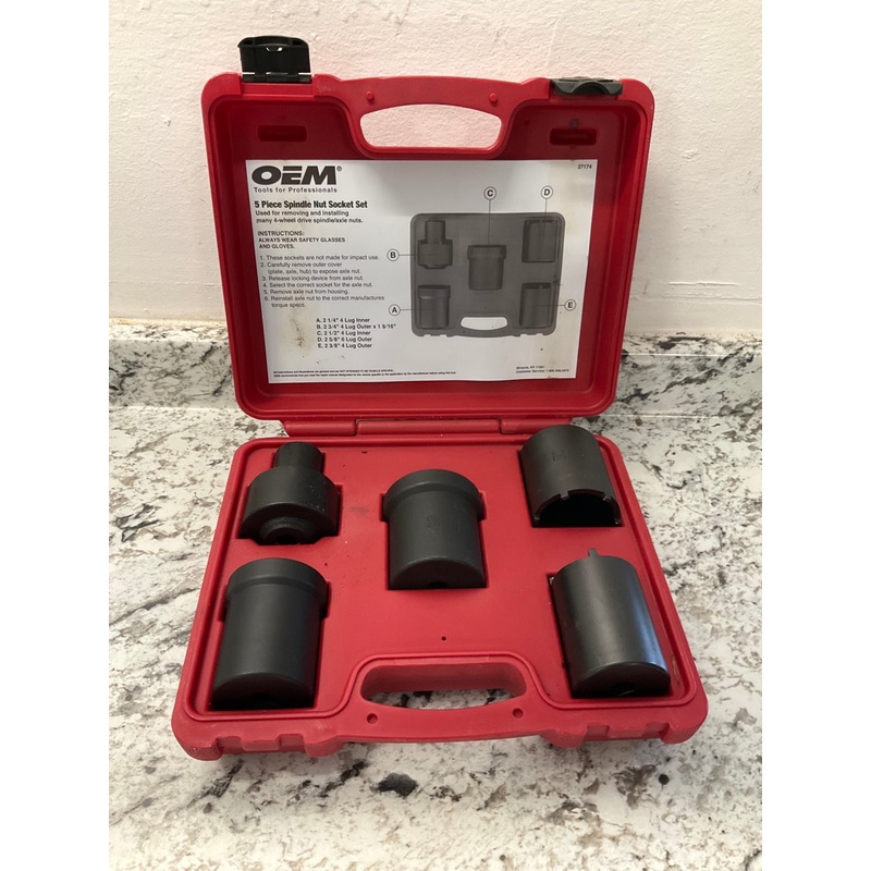 USED #1 OEM Tools 27174 1/2'' Drive 5-Piece 4WD Spindle Nut Remover Socket Tool