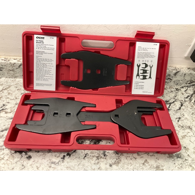 USED #1 OEM Tools 27186 5-PC 9 Size Fan Clutch Wrench Set Remove From Water Pump