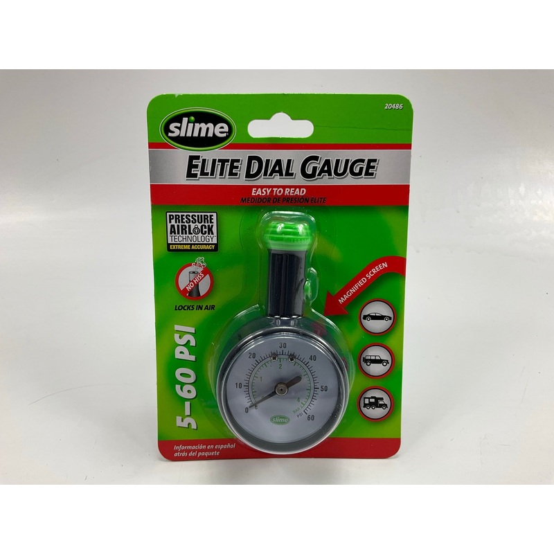 Slime 20486 Elite Dial Tire Air Pressure Gauge, 5-60 PSI