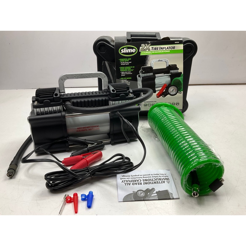 Slime 40026 - 12 Volt HD Tire Inflactor Pump Kit 150 PSI W/ Gauge & 30' Cables Type 2