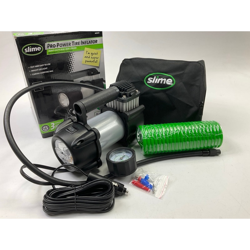 Slime 40031 Pro Power Heavy Duty Tire Inflator Pump, Portable 12V Air Compressor