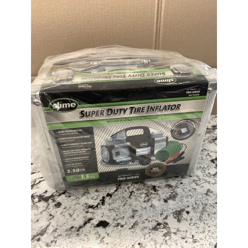Slime 40048 Super Duty Tire Inflator Pump 1.5 Min Flat To Full, 2.50 CFM 12V