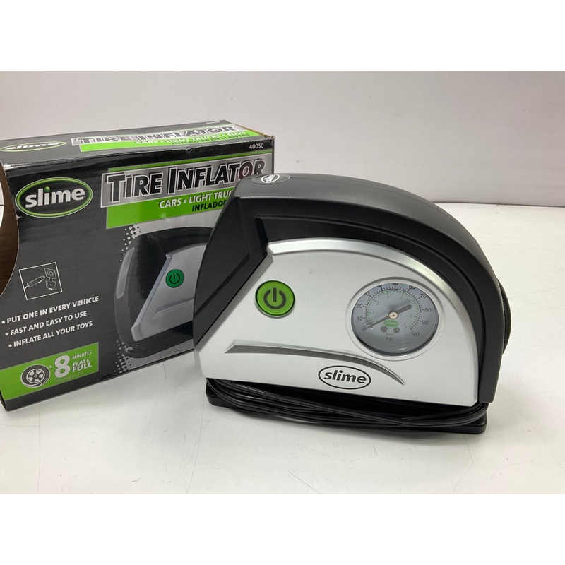 Slime 40050 Tire Inflator Pump, Portable With 100 Psi Gauge, Long Hose LED Light