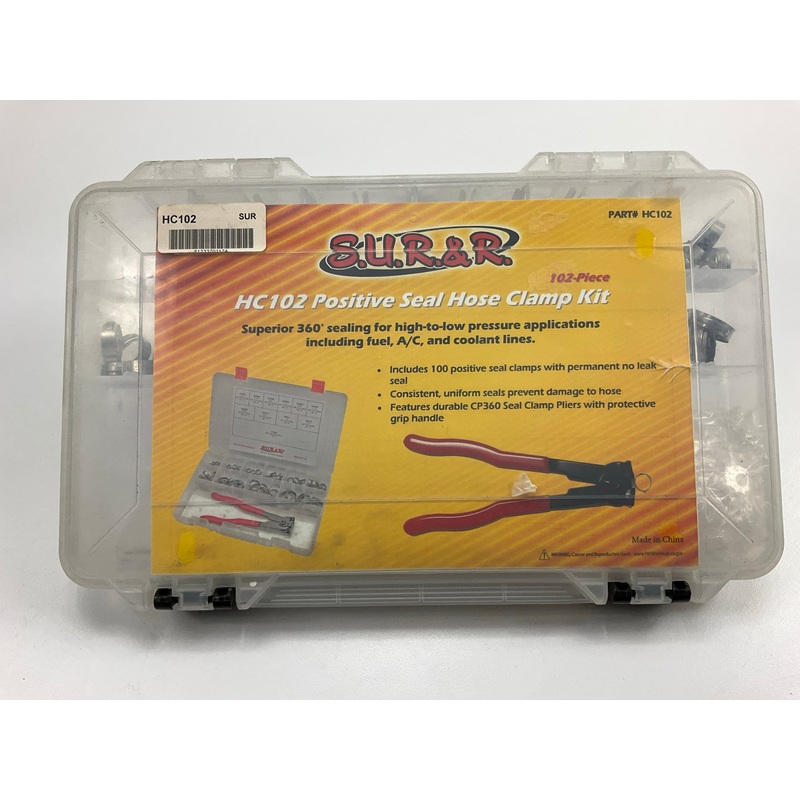 SUR&R HC102 100pc Positive Seal Hose Clamp Set With Clamp Plier Tool