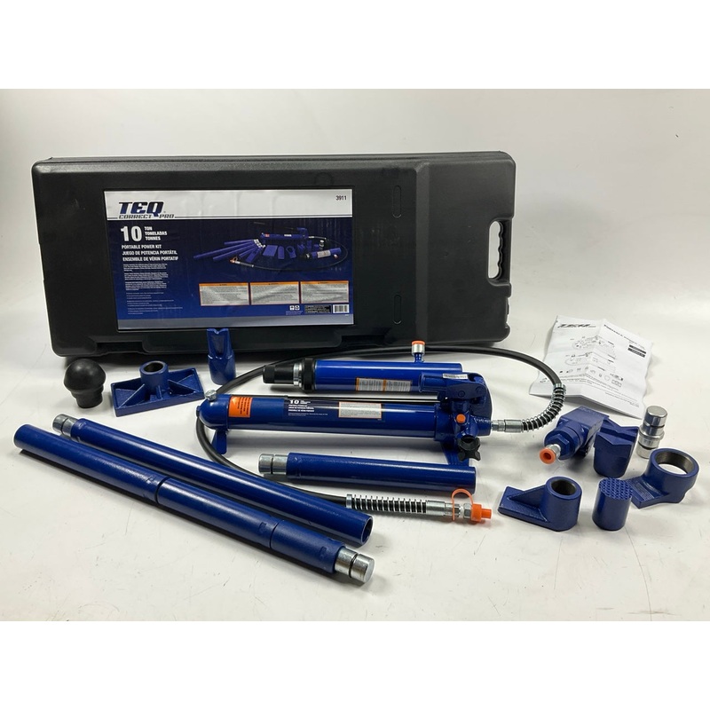 TEQ 3911 Body Frame Professional 10 Ton Hydraulic Jack Portable Power Kit
