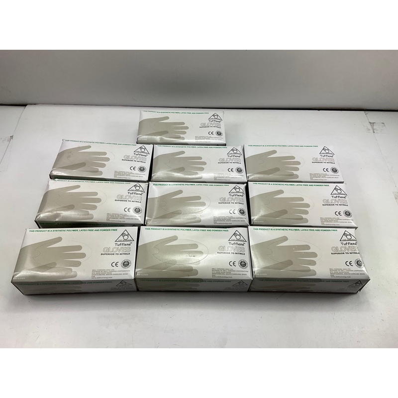 10 PACKS - Tufflene Large DISPOSABLE VINYL GLOVES Powder-Free & Latex-Free