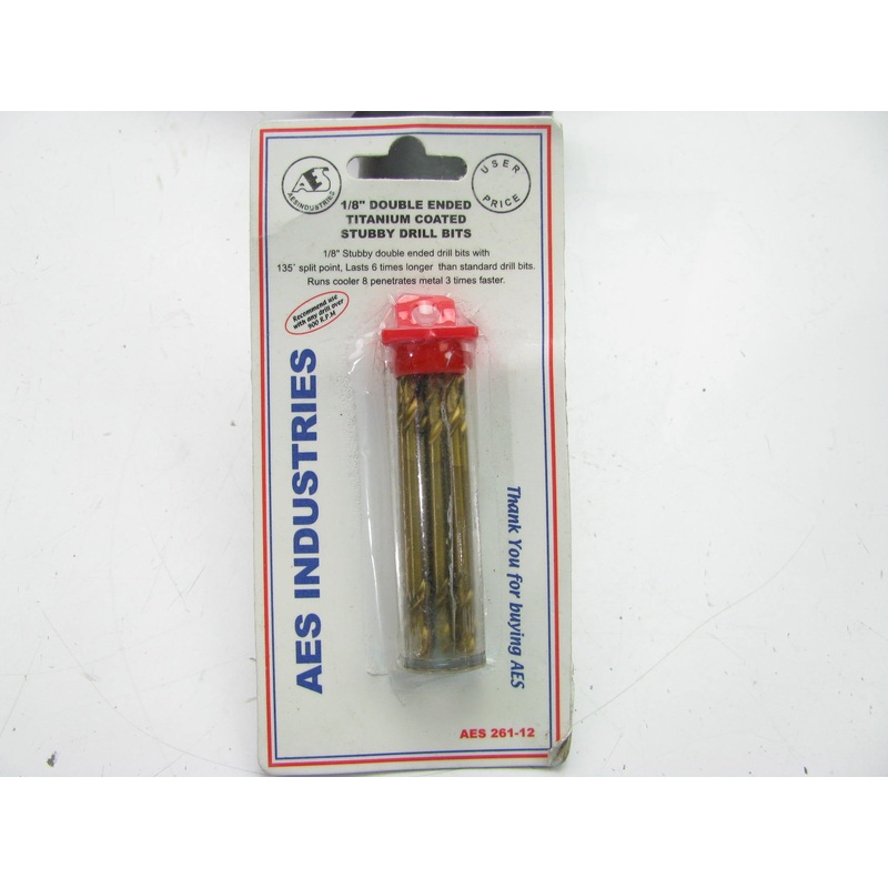 12 Pack AES-261 - 1/8'' DE Titanium Drill Bits