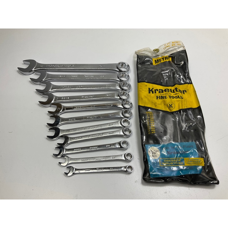 13MM S-K BRAND, 17MM GAMBLES, 15MM & 19MM NO BRAND - 11 Piece Metric Wrench Set