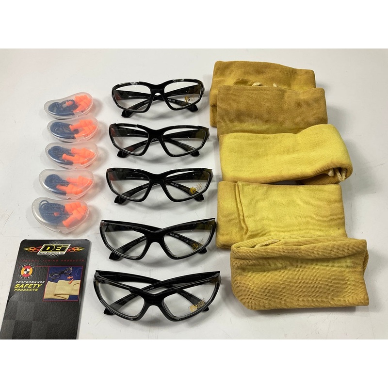 (5) DEI 070540 Pit Crew Safety Kit: Safety Glasses, Heat Safety Sleeve, Ear Plug