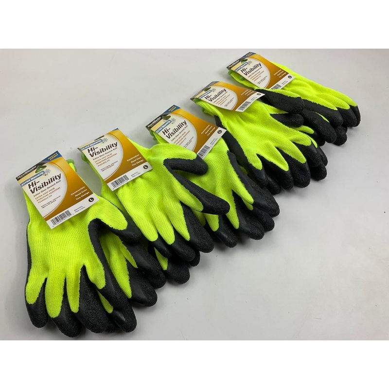 (5) Hand Master 405HVWTL Hi-Visibility Utility Grade Work Gloves - LARGE
