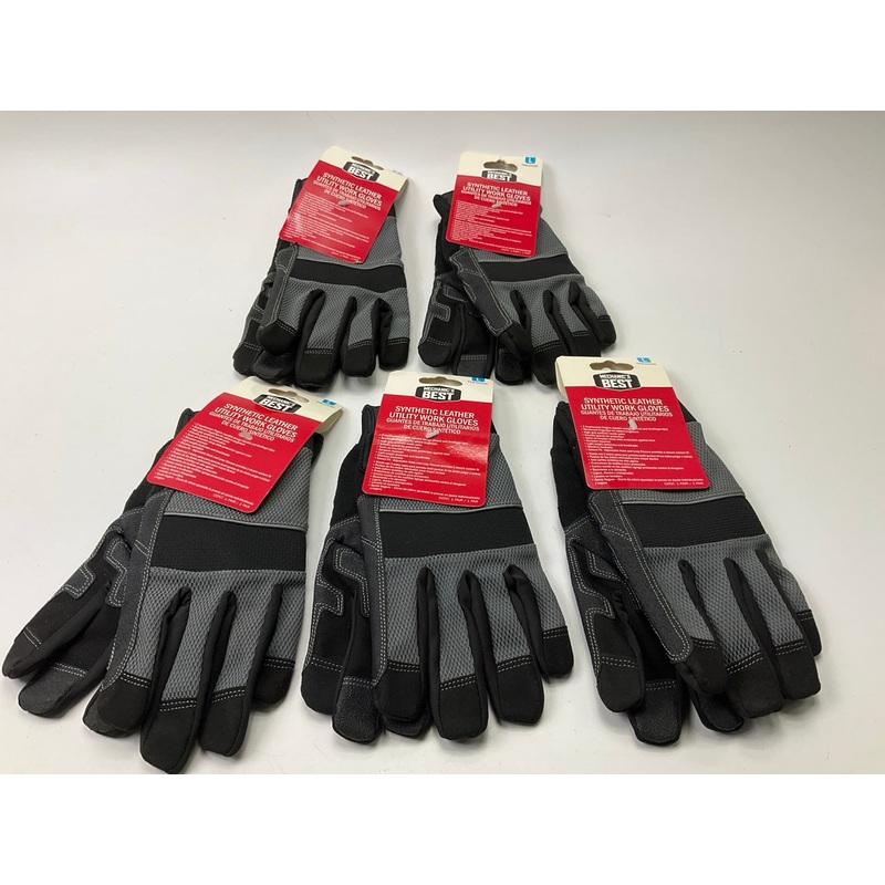 (5) Mechanics Best TPB1019C L Synthetic Leather Utility Work Gloves - Size LARGE