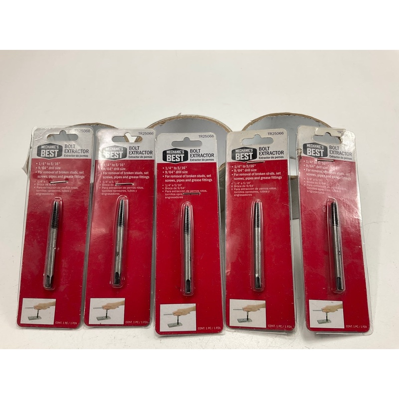 (5) Mechanics Best TR25066 Bolt Extractor, 1/4'' To 5/16'', Uses 9/64'' Drill Bit