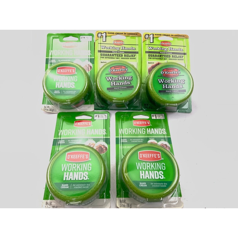(5) O'keeffes K03501 Working Hands 3.4 Oz Hand Cream Jars For Dry Cracked Hands