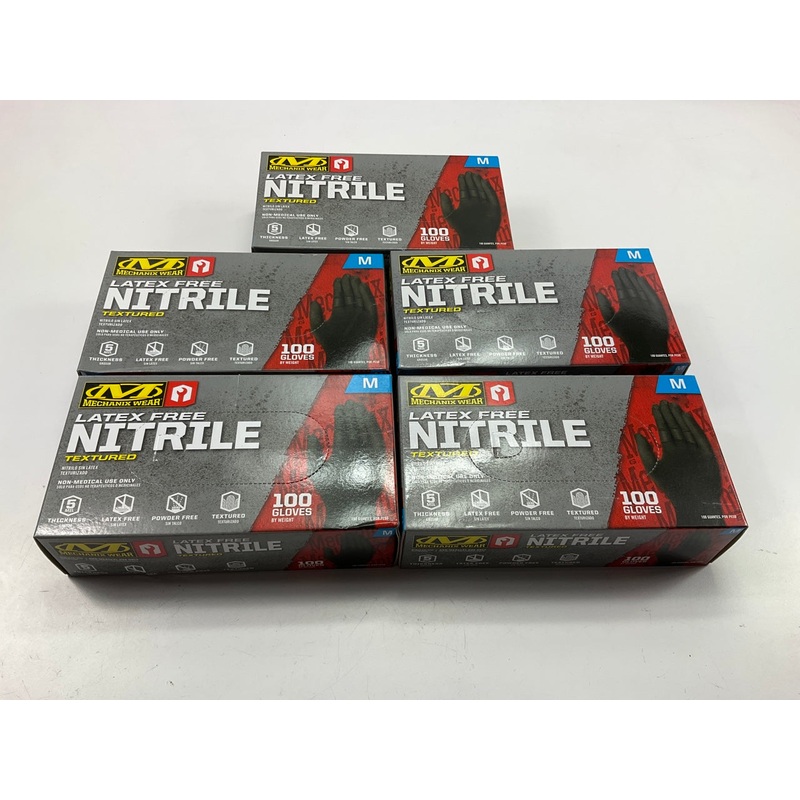 (5) PACKS Mechanix Wear D13-05-009-100 Latex Free Medium Gloves, Nitrile, 5 Mil