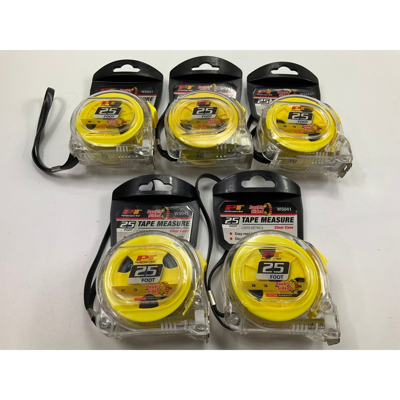 (5) Performance Tool W5041 25 Feet Clear Tape Measure, Easy To Read
