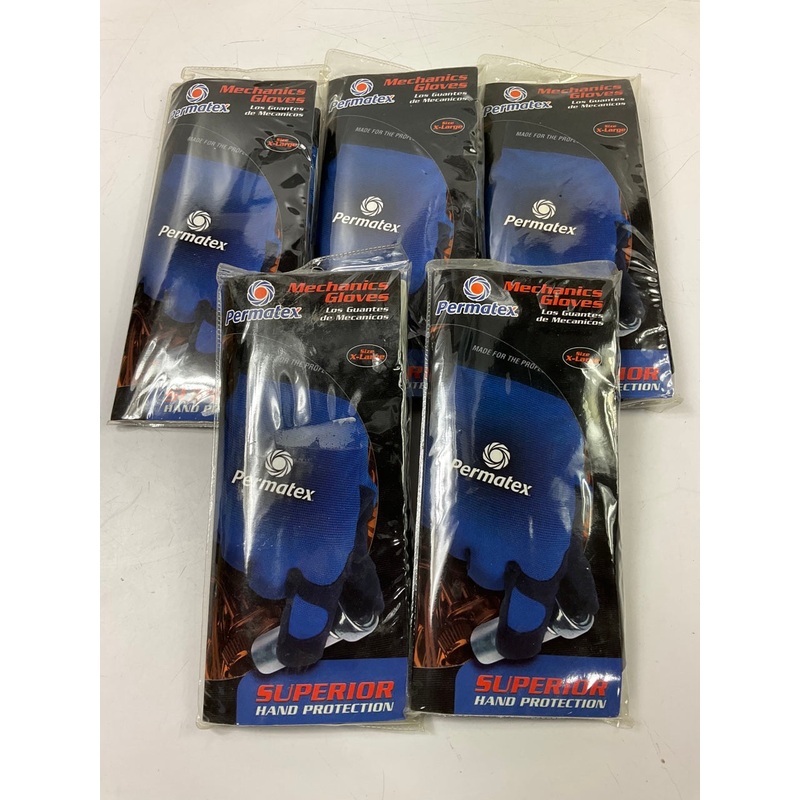 (5) Permatex 85315 Blue & Black Mechanics Gloves - X-Large