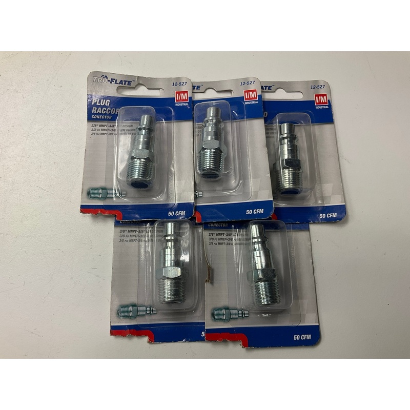 (5) Plews Tru-flate 12-527 Air Line Compressor 3/8'' Male Nipple Hose Fittings