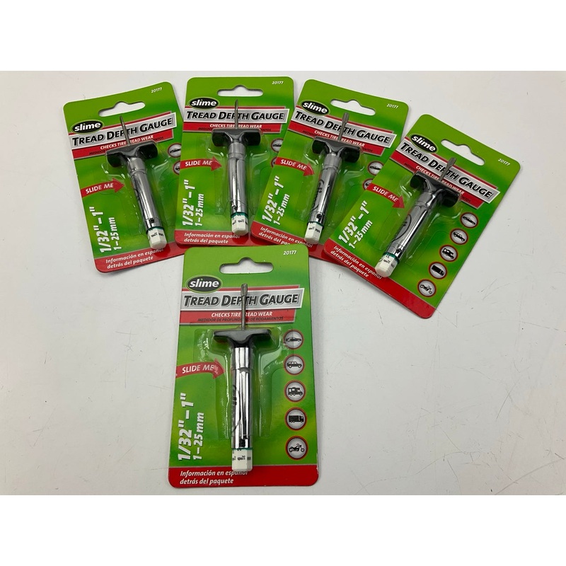 (5) Slime 20177 Tread Depth Tire Gauge For Tire Shops - Checks Tread Depth