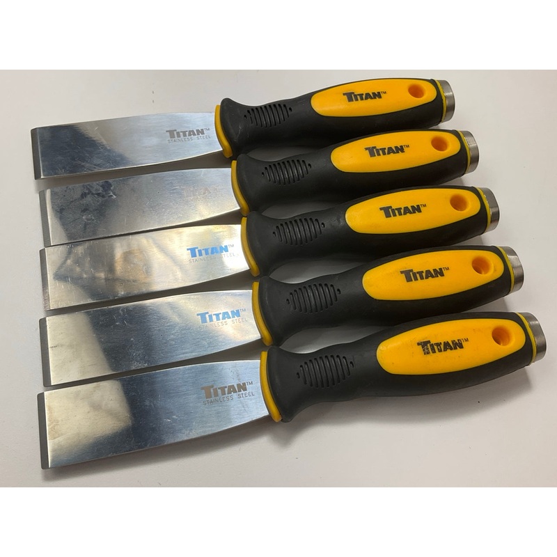 (5) Titan 11500 1'' Straight Stainless Steel Blade Scraper