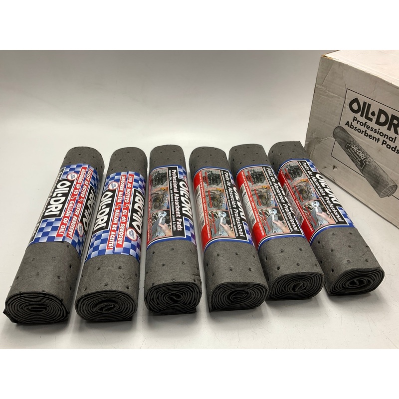 (6) Oil-Dri Universal Absorbent Pad Roll For Absorbing Liquid Spills 15''x60''